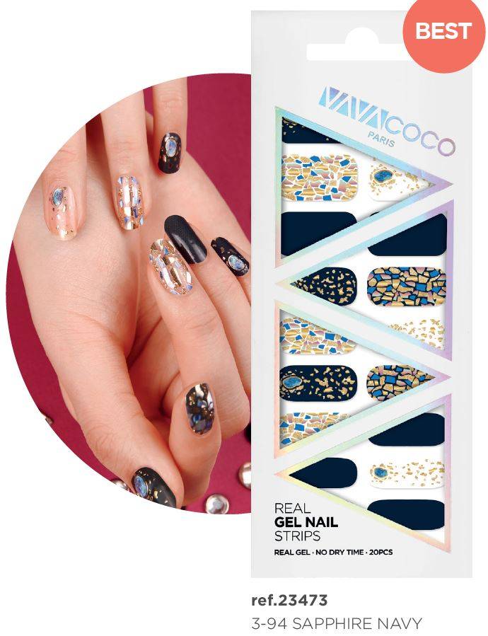 Gel Nail Strips Sapphire Navy 20pcs {VAVACOCO}